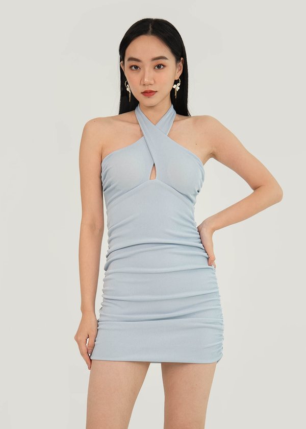 Allure Padded Halter Dress in Baby Blue #6stylexclusive