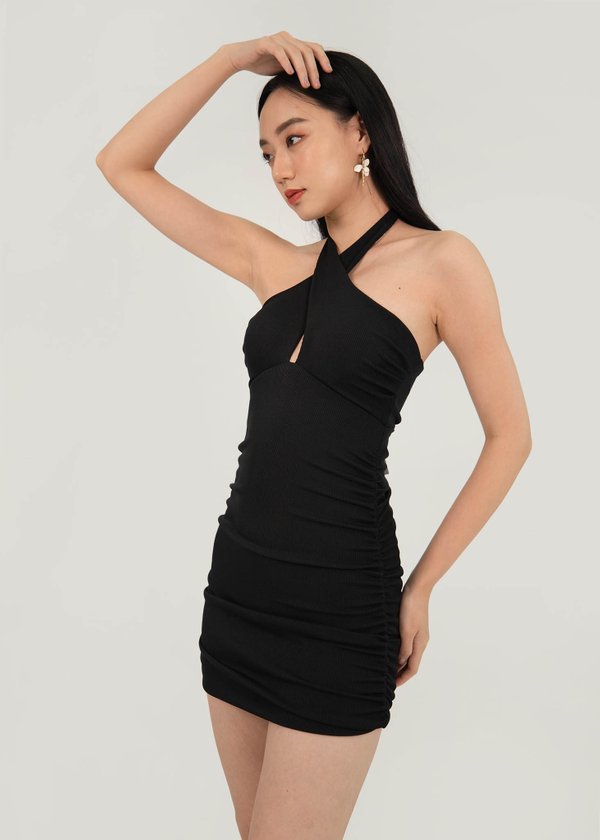 Allure Padded Halter Dress in Black #6stylexclusive