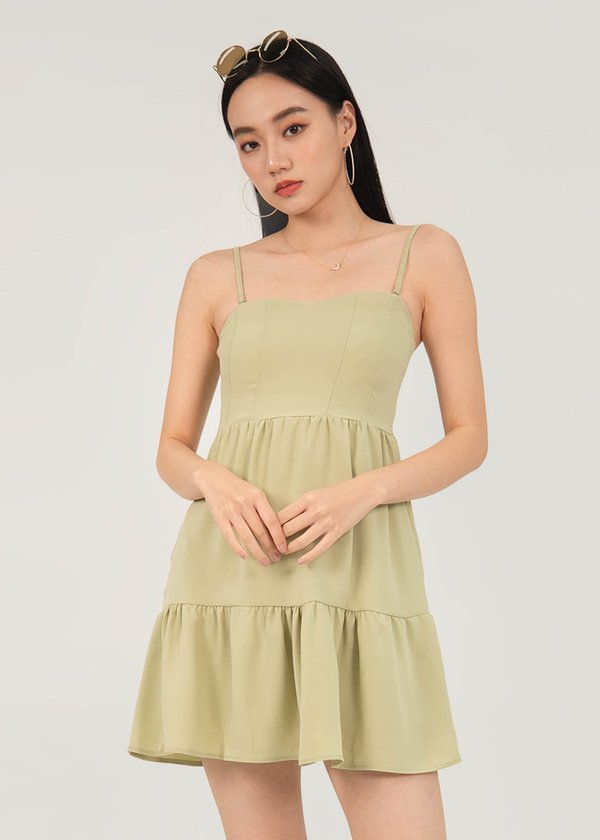Afterall Corset Babydoll Dress in Avocado Green #6stylexclusive