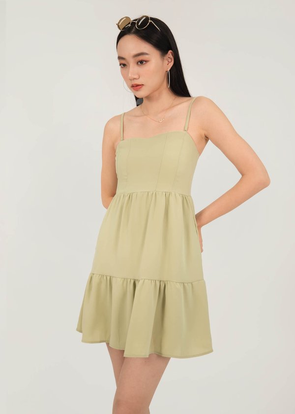 Afterall Corset Babydoll Dress in Avocado Green #6stylexclusive