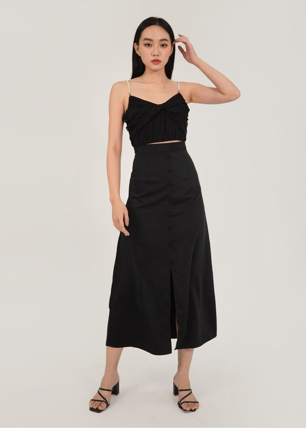 Blair Midi Slit Skirt in Black #6stylexclusive