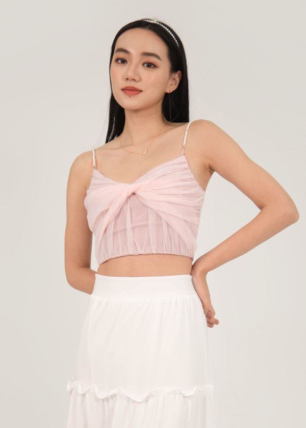 Bejeweled Twisted Mesh Top in Jewel Pink #6stylexclusive