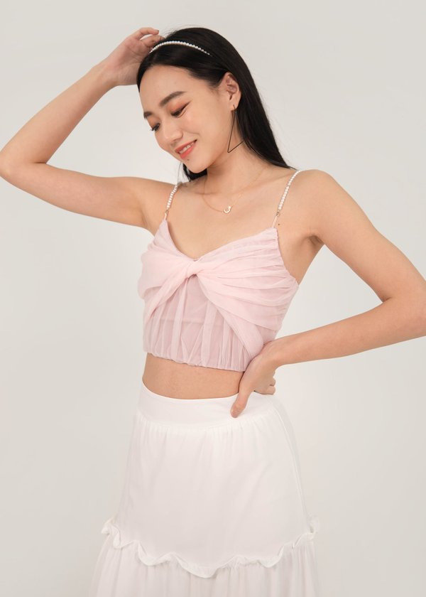 Bejeweled Twisted Mesh Top in Jewel Pink #6stylexclusive