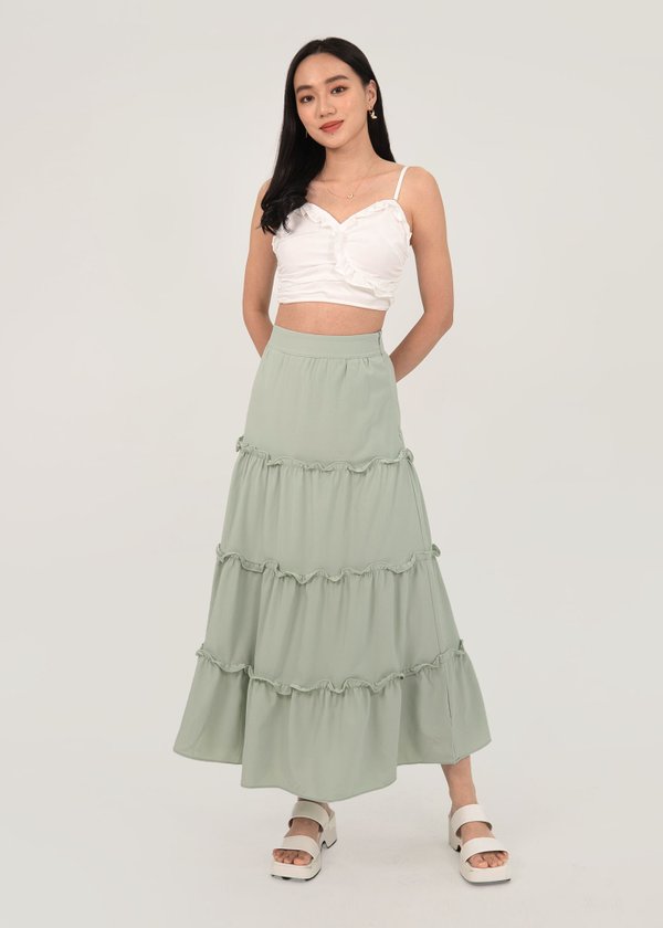 Dior Maxi Tier Skirt in Mint #6stylexclusive