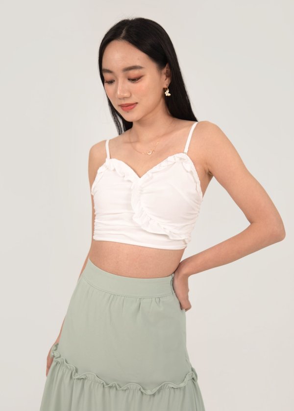Cross Your Heart Ruched Top in White #6stylexclusive