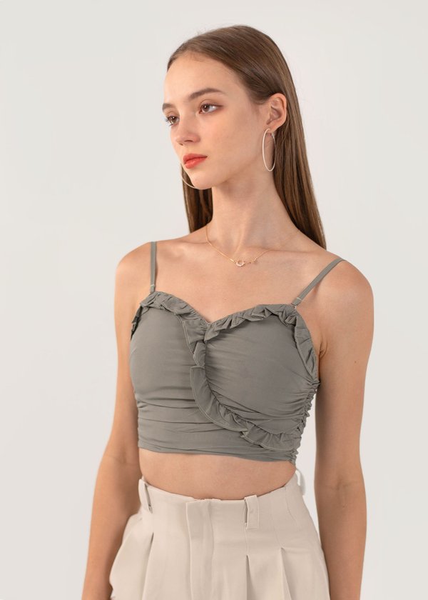 Cross Your Heart Ruched Top in Olive Green #6stylexclusive