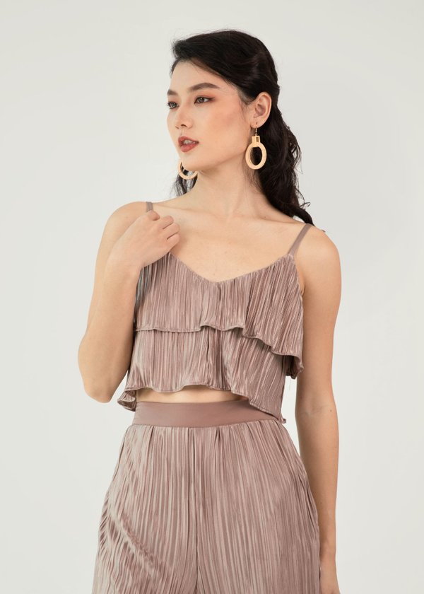 Full of Blessings Pleated Top in Copper Brown