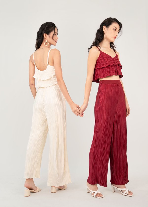 Full of Blessings Pleated Pants in Wine Red (Non-Petite)