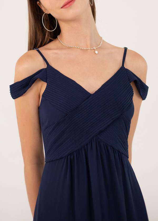 One Romance Pleated Maxi Dress in Navy #6stylexclusive 