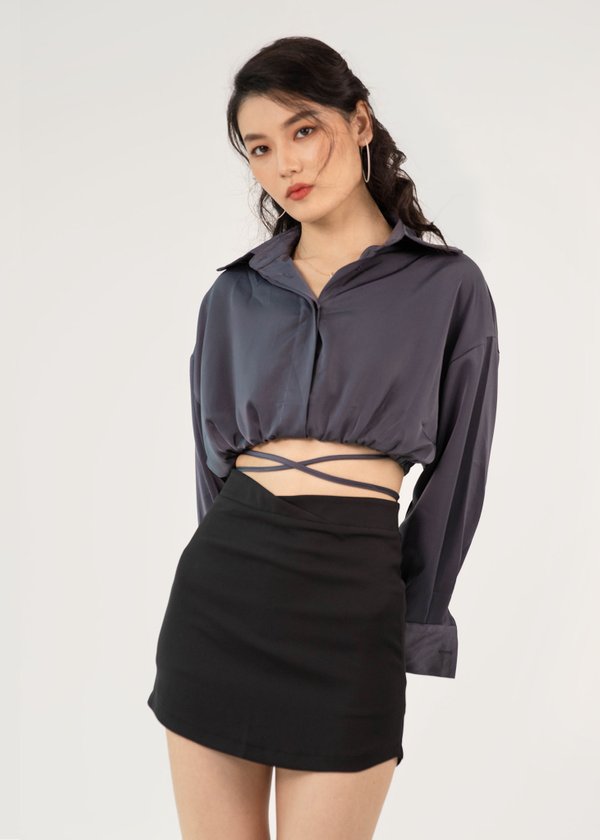 Amplify Collared Top in Metallic Midnight #6stylexclusive