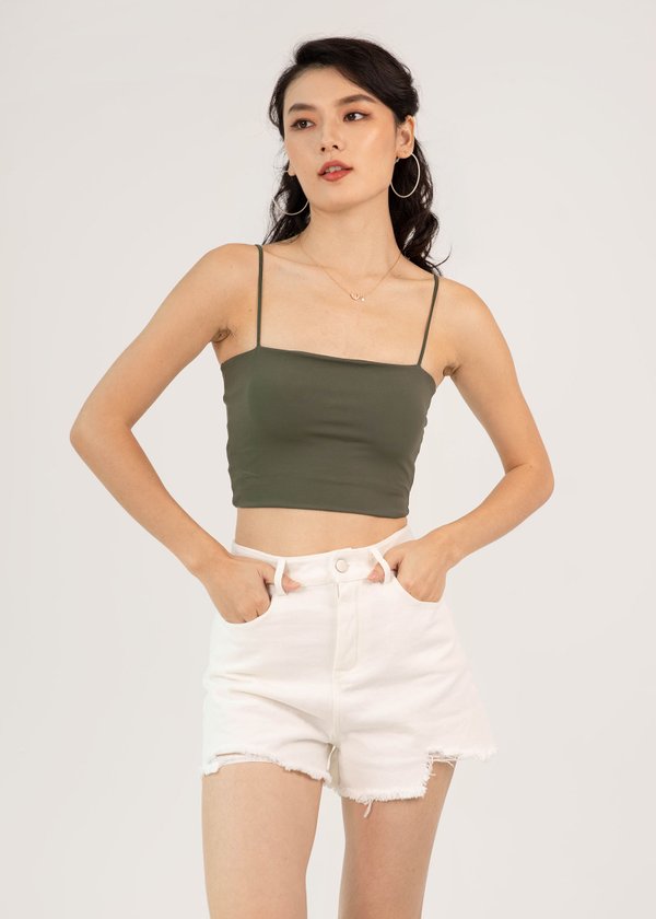 Everyday Basic Padded Spag Top in Metal Green #6stylexclusive 